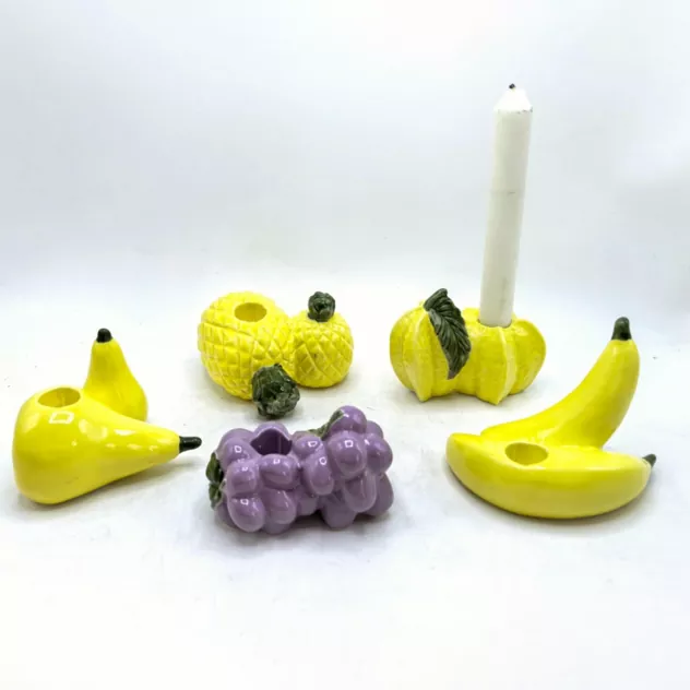 फूल र फल-आकारको सिरेमिक मैनबत्ती होल्डर