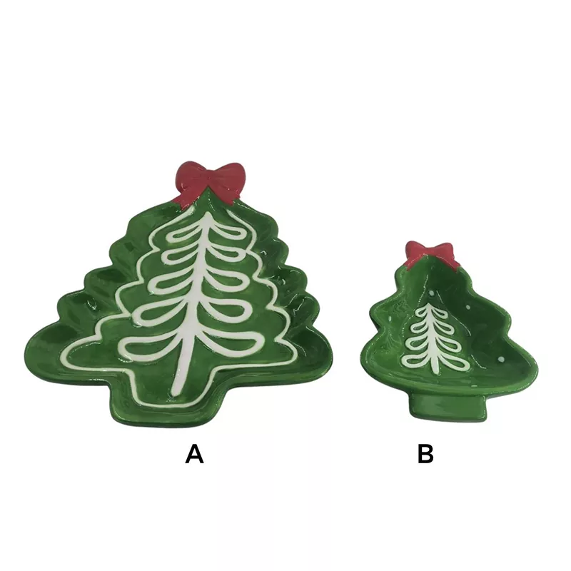 क्रिसमस ट्री प्लेट हातले चित्रित छुट्टी उपहार