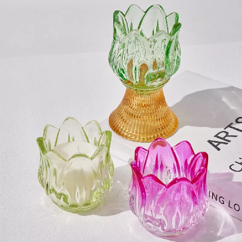 रंगीन मर्वेलहरू फ्लोराइटहरू फ्लाल क्यान्डलस्टिक